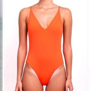Tangerine FELLA Danny Open Back Reversible One-piece in Aperol